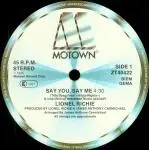 12'' - Lionel Richie - Say You, Say Me / Can't Slow Down