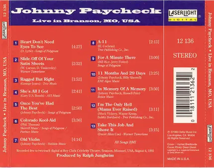 Johnny Paycheck - Live In Branson, MO, USA