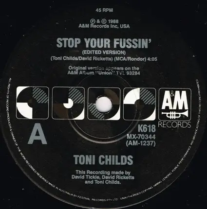Toni Childs - Don't Walk Away / Stop Your Fussin'