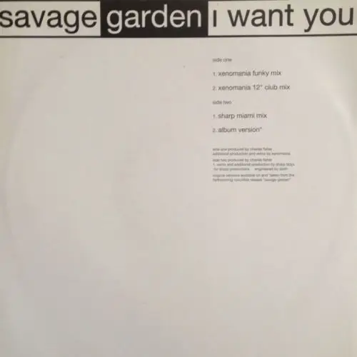 I Want You Savage Garden Cd Recordsale