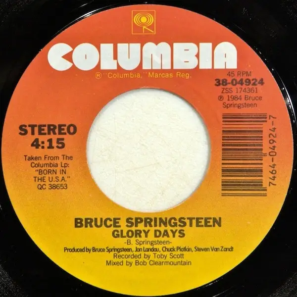 Glory Days By Bruce Springsteen 7inch X 1 With Recordsale Ref
