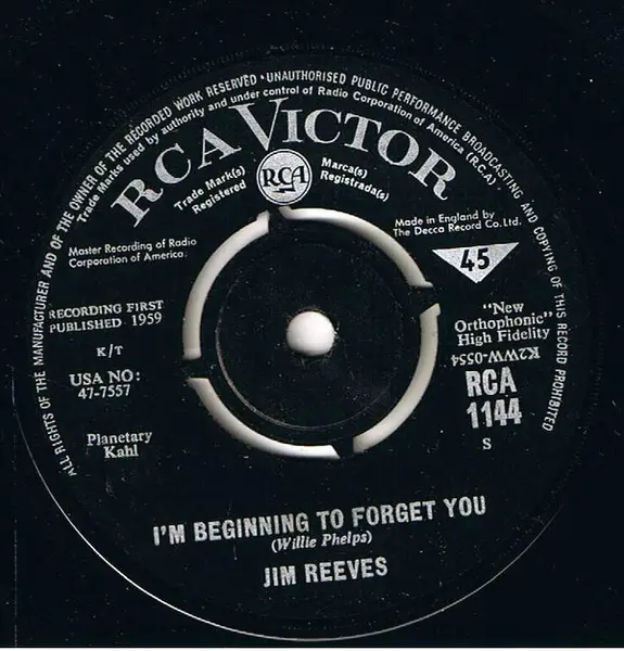 Partners / i'm beginning to forget you by Jim Reeves, 7inch x 1 with ...