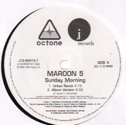 Sunday Morning This Love Maroon 5 12 Recordsale