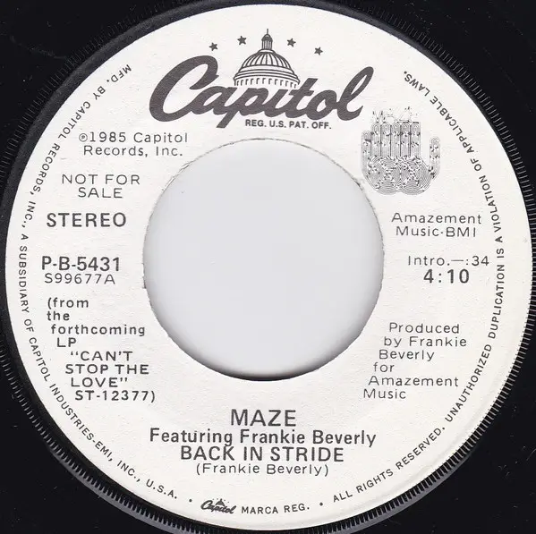 Maze Featuring Frankie Beverly Back in stride (Vinyl Records, LP, CD