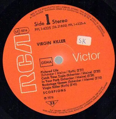 Virgin Killer Uncensored Cover Laminated Scorpions Lp