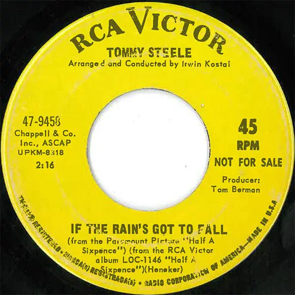 Tommy Steele Half A Sixpence / If The Rain's Got To Fall