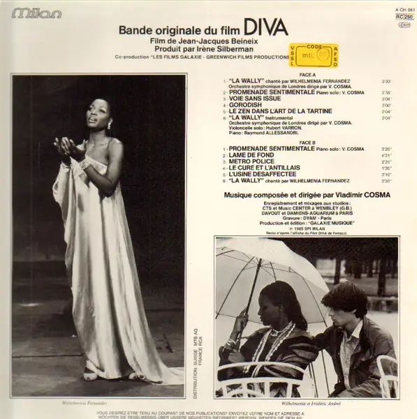 Diva (bande originale du film) by Vladimir Cosma, Irene Silbermann,.., with recordsale - Ref:3108339251