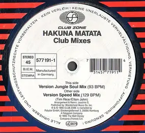 Tim Rice - Hakuna Matata Club Mixes