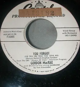 Gordon MacRae - You Forgot (To Tell Me That You Love Me)