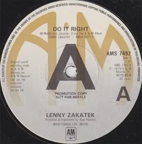 Lenny Zakatek - Do It Right / Viens