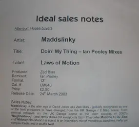 Maddslinky - Doin' My Thing: Ian Pooley Remixes