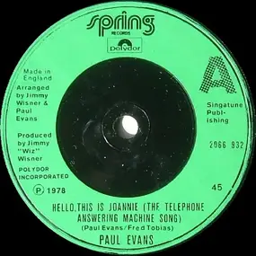 paul Evans - Hello, This Is Joannie (The Telephone Answering Machine Song)